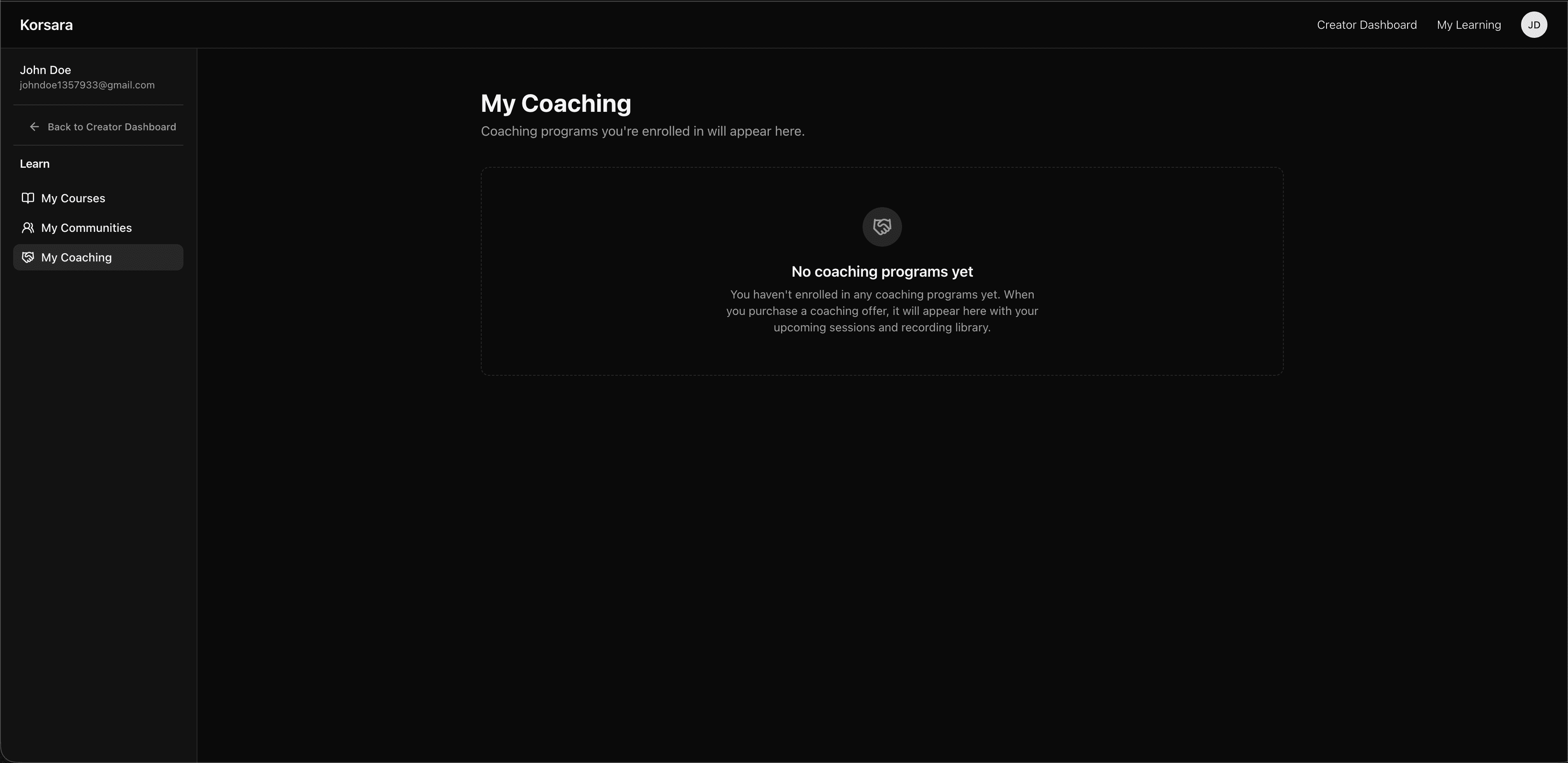 Korsara learn portal coaching preview